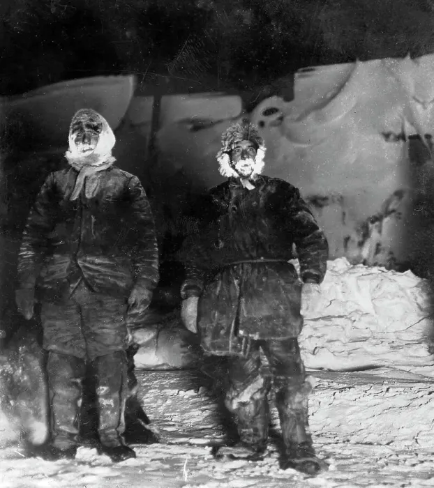 Framed Print : Georgii Iakovlevich Sedov and Iugan, a Sailor; return to the Ship After a Ten-Day Excursion, 1912. Creator: Mikhail Alekseevich Pavlov Framed Print : Georgii Iakovlevich Sedov and Iugan, a Sailor; return to the Ship After a Ten-Day Excursion, 1912. Creator: Mikhail Alekseevich Pavlov
