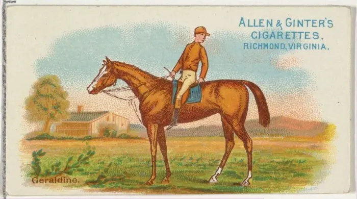 Framed Print : Geraldine, from The Worlds Racers series (N32) for Allen & Ginter Cigarettes, 1888 Framed Print : Geraldine, from The Worlds Racers series (N32) for Allen & Ginter Cigarettes, 1888