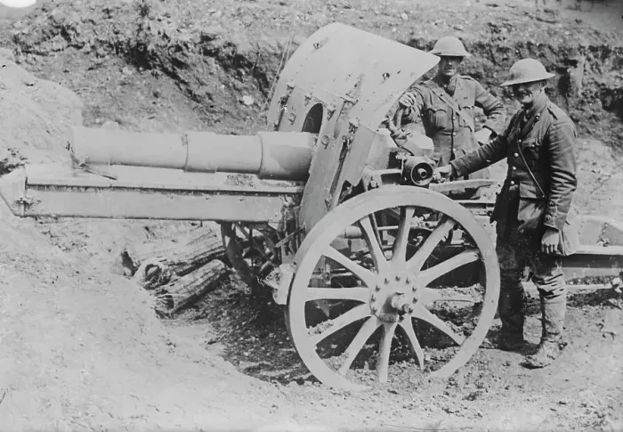 Framed Print : German 5.9 gun captured by British, 13 Feb 1917. Creator: Bain News Service Framed Print : German 5.9 gun captured by British, 13 Feb 1917. Creator: Bain News Service