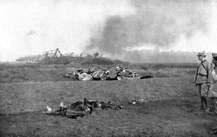 Framed Print : German Air Disaster; The navy zeppelin L-44, shot down at Saint-Clement... 1917. Creator: Unknown. German Air Disaster; The navy zeppelin L-44, shot down at Saint-Clement... 1917. Creator: Unknown Framed Print : German Air Disaster; The navy zeppelin L-44, shot down at Saint-Clement... 1917. Creator: Unknown. German Air Disaster; The navy zeppelin L-44, shot down at Saint-Clement... 1917. Creator: Unknown