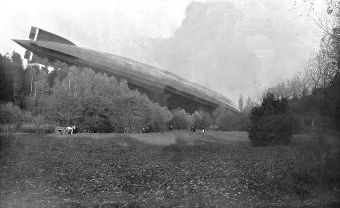 Framed Print : German Air Disaster; The navy zeppelin L-49, after its forced landing... 1917. Creator: Unknown. German Air Disaster; The navy zeppelin L-49, after its forced landing... 1917. Creator: Unknown Framed Print : German Air Disaster; The navy zeppelin L-49, after its forced landing... 1917. Creator: Unknown. German Air Disaster; The navy zeppelin L-49, after its forced landing... 1917. Creator: Unknown