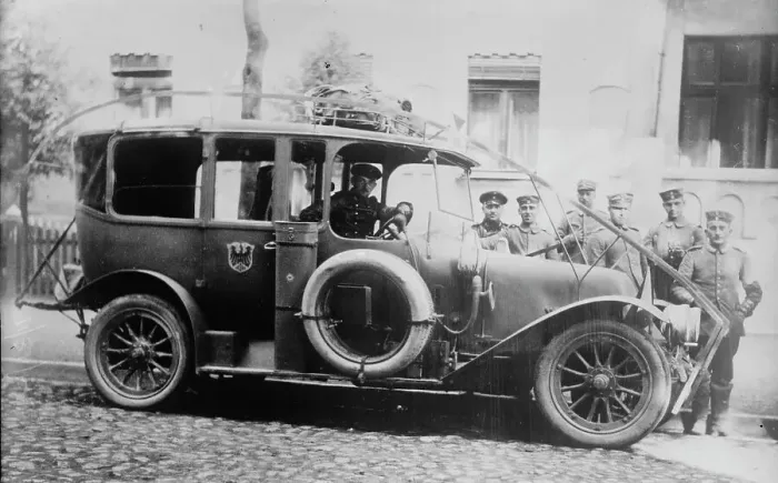 Framed Print : German Army auto with wire cutter, between c1914 and c1915. Creator: Bain News Service Framed Print : German Army auto with wire cutter, between c1914 and c1915. Creator: Bain News Service