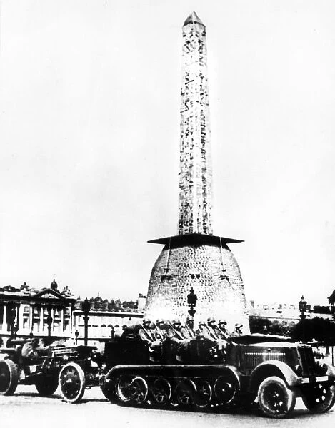 German artillery driving through the Place de la Concorde, Paris, 1940