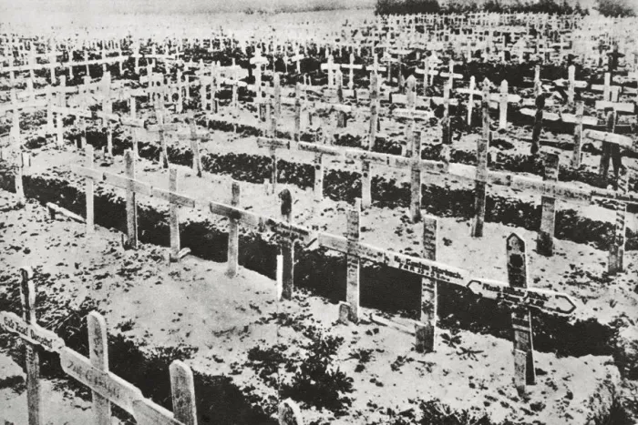 Framed Print : A German cemetery in France, World War I, c1914-c1918 Framed Print : A German cemetery in France, World War I, c1914-c1918