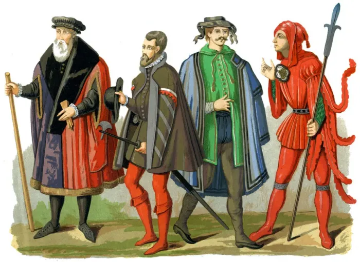 Framed Print : German costumes, 15th-16th century (1849). Artist: Edward May Framed Print : German costumes, 15th-16th century (1849). Artist: Edward May
