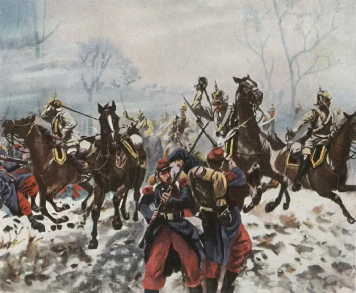 Framed Print : German cuirassiers at Poupry, 2 December 1870, (1936). Creator: Unknown Framed Print : German cuirassiers at Poupry, 2 December 1870, (1936). Creator: Unknown