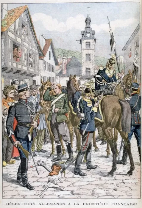 Framed Print : German deserters at the French frontier, 1903 Framed Print : German deserters at the French frontier, 1903