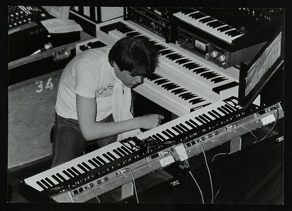 German electronic musician Klaus Schulze at the Forum Theatre, Hatfield, Hertfordshire, 1983