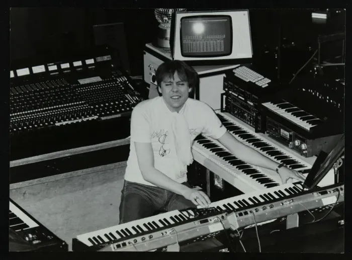 Framed Print : German electronic musician Klaus Schulze at the Forum Theatre, Hatfield, Hertfordshire, 1983 Framed Print : German electronic musician Klaus Schulze at the Forum Theatre, Hatfield, Hertfordshire, 1983
