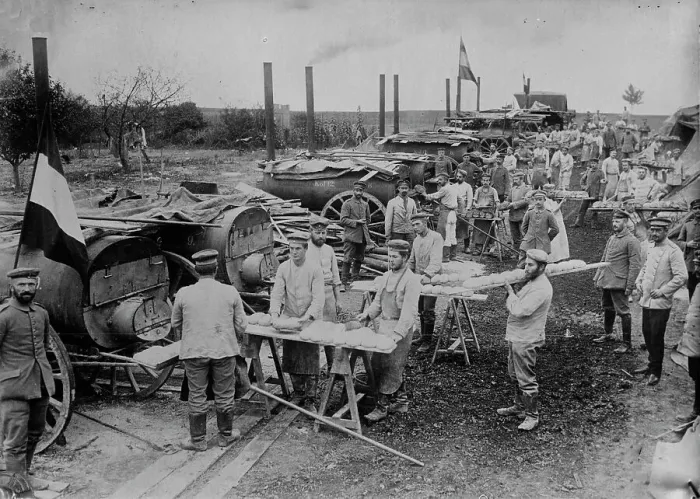 Framed Print : German field bakery near Ypres, 1914. Creator: Bain News Service Framed Print : German field bakery near Ypres, 1914. Creator: Bain News Service