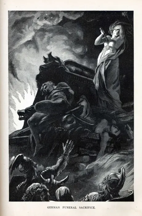 Framed Print : German Funeral Sacrifice, 1882. Artist: Anonymous Framed Print : German Funeral Sacrifice, 1882. Artist: Anonymous