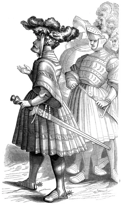 Framed Print : German knights, 15th century (1849). Artist: Burgmayer Framed Print : German knights, 15th century (1849). Artist: Burgmayer