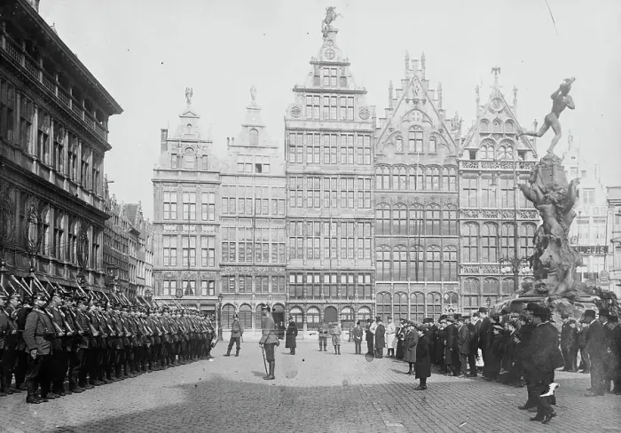 Framed Print : German Landsturm troops, Antwerp, between c1914 and c1915. Creator: Bain News Service Framed Print : German Landsturm troops, Antwerp, between c1914 and c1915. Creator: Bain News Service