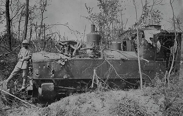 German locomotive in the Somme damaged by French shells, between c1915 and c1920. Creator: Bain News Service