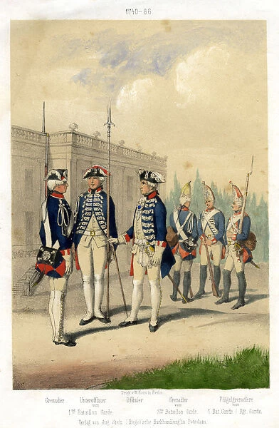 German military uniforms, 1740-1786 (19th century). Artist: W Korn