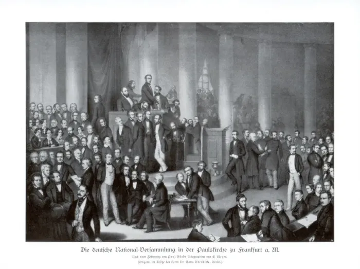 Framed Print : German National Assembly, Frankfurt, 1900. Artist: Paul Burde Framed Print : German National Assembly, Frankfurt, 1900. Artist: Paul Burde