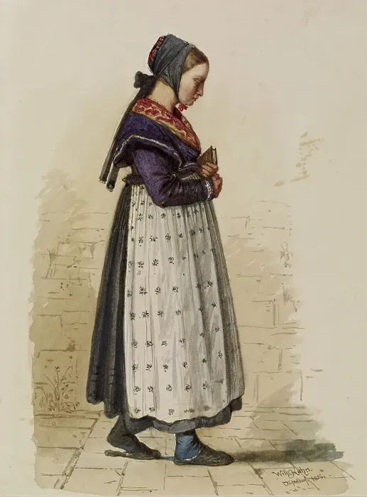 Framed Print : German Peasant Girl with Prayer Book, 1856. Creator: Wilhelm Hahn Framed Print : German Peasant Girl with Prayer Book, 1856. Creator: Wilhelm Hahn