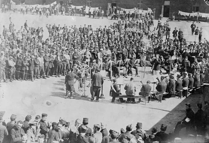 Framed Print : German Prison Camp, between c1915 and c1920. Creator: Bain News Service Framed Print : German Prison Camp, between c1915 and c1920. Creator: Bain News Service