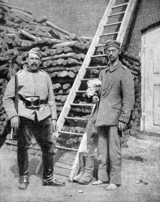 Framed Print : German prisoner of war and a guard, World War I, 1915 Framed Print : German prisoner of war and a guard, World War I, 1915