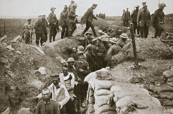 German prisoners brought in from Contalmaison, Somme campaign, France, World War I, 1916