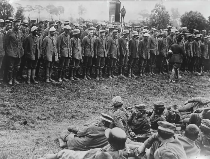 Framed Print : German prisoners lined up for examination, 8 Jun 1917. Creator: Bain News Service Framed Print : German prisoners lined up for examination, 8 Jun 1917. Creator: Bain News Service