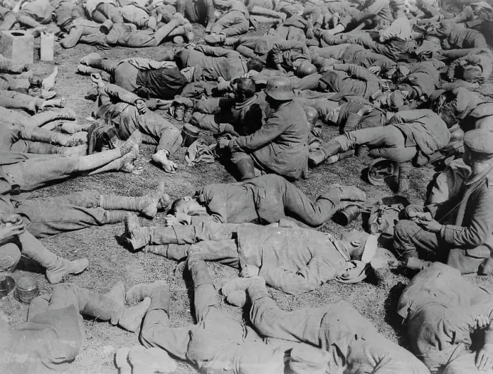 Framed Print : German prisoners resting, between c1915 and c1920. Creator: Bain News Service Framed Print : German prisoners resting, between c1915 and c1920. Creator: Bain News Service