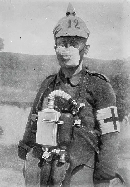 German Protection against gas bombs, between c1910 and c1915. Creator: Bain News Service