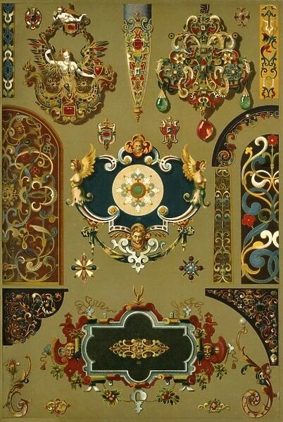 German Renaissance cartouches and works in metal and enamel, (1898). Creator: Unknown