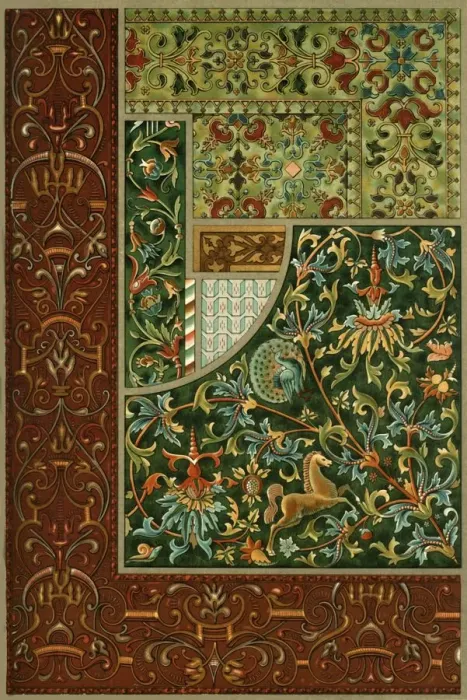 Framed Print : German Renaissance embroidery, (1898). Creator: Unknown Framed Print : German Renaissance embroidery, (1898). Creator: Unknown