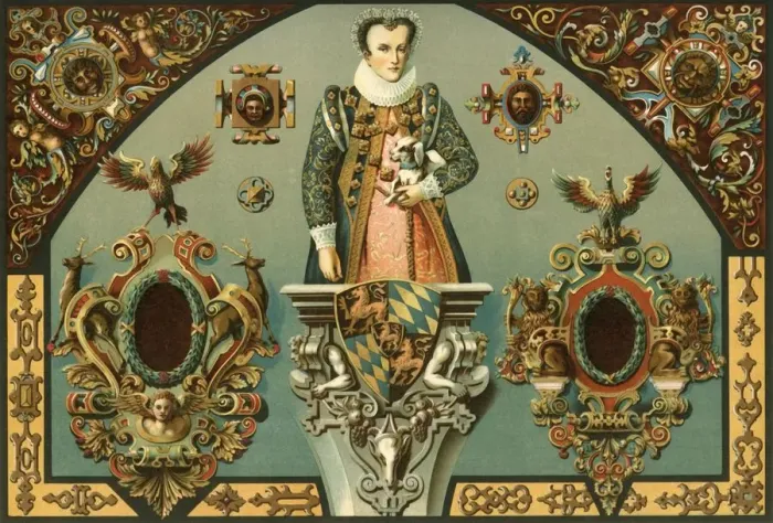 Framed Print : German Renaissance polychrome painted plaster work, (1898). Creator: Unknown