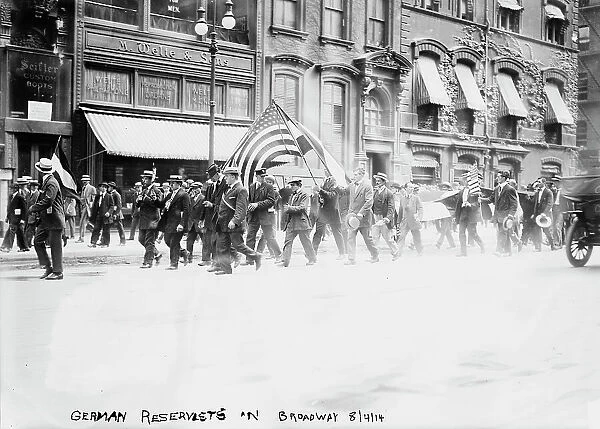 German Reservists in Broadway [i.e., Fifth Avenue], 4 Aug 1914. Creator: Bain News Service