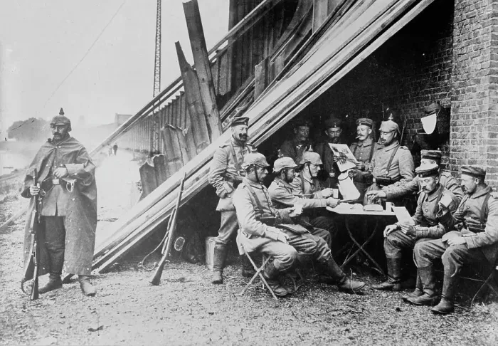 Framed Print : German River patrol, France, between 1914 and c1915. Creator: Bain News Service Framed Print : German River patrol, France, between 1914 and c1915. Creator: Bain News Service