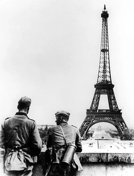 German soldiers at the Eiffel Tower, Paris, June 1940