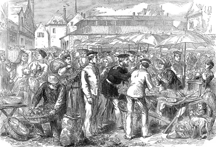 Framed Print : German soldiers marketing at Rheims, 1872. Creator: Unknown Framed Print : German soldiers marketing at Rheims, 1872. Creator: Unknown