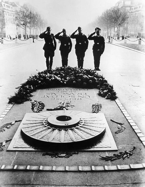 German soldiers saluting the Tomb of the Unknown Soldier, Paris, December 1940