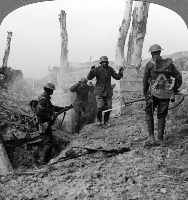 Framed Print : German soldiers surrendering, Bullecourt, France, World War I, 1914-1918. Artist: Realistic Travels Publishers