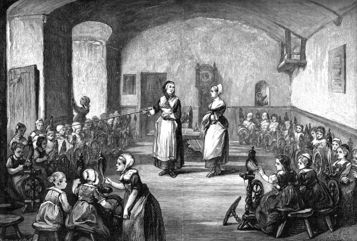 Framed Print : A German spinning school, c1880 Framed Print : A German spinning school, c1880