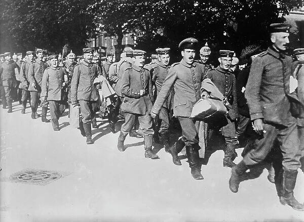German wounded, recovered, returning singing to the front, between c1914 and c1915. Creator: Bain News Service