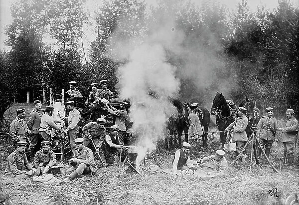 Germans cooking near firing line, North Sea Coast, between c1914 and c1915. Creator: Bain News Service