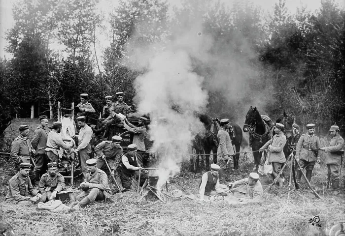 Framed Print : Germans cooking near firing line, North Sea Coast, between c1914 and c1915. Creator: Bain News Service Framed Print : Germans cooking near firing line, North Sea Coast, between c1914 and c1915. Creator: Bain News Service