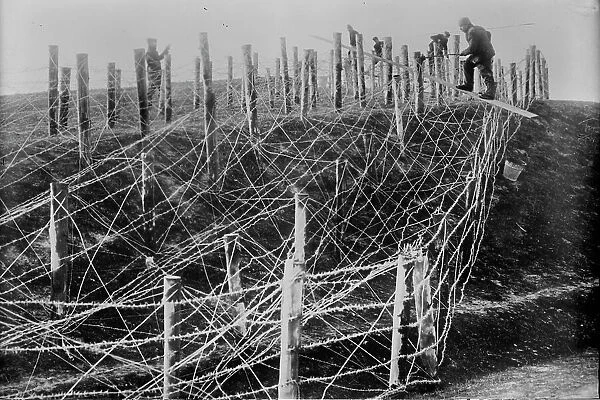 Germans fixing barbed wire tangle, between c1914 and c1915. Creator: Bain News Service