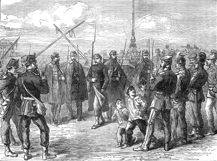 Framed Print : The Germans in Paris: the line of demarcation, Pont de la Concorde, 1871. Creator: Unknown Framed Print : The Germans in Paris: the line of demarcation, Pont de la Concorde, 1871. Creator: Unknown
