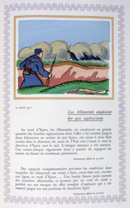 Framed Print : The Germans use chlorine gas, Ypres, 22nd April 1915, (1919). Artist: Andre Helle Framed Print : The Germans use chlorine gas, Ypres, 22nd April 1915, (1919). Artist: Andre Helle