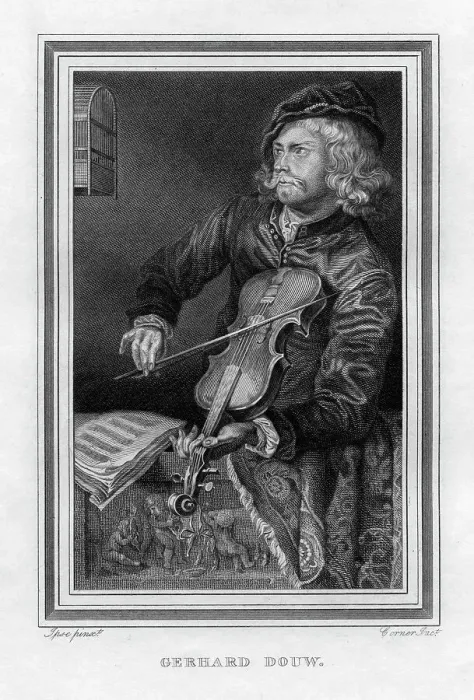 Framed Print : Gerrit Dou (1613-1675), Dutch painter, 1816. Artist: John Corner Framed Print : Gerrit Dou (1613-1675), Dutch painter, 1816. Artist: John Corner