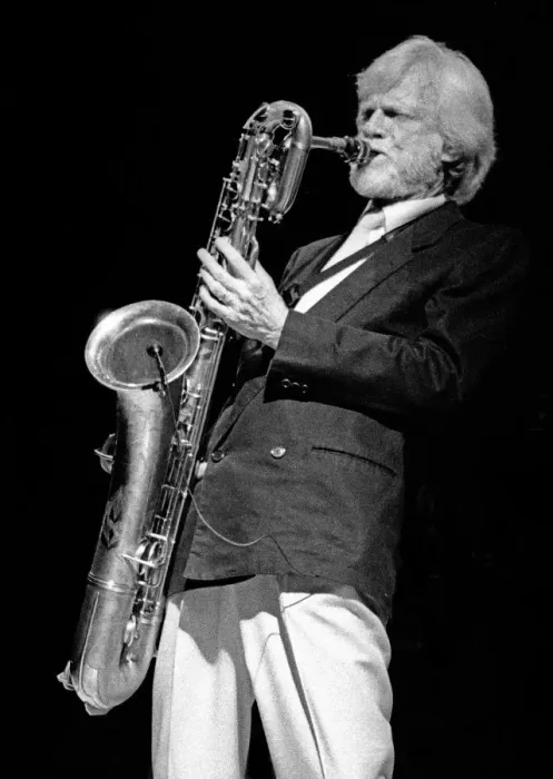Framed Print : Gerry Mulligan, Royal Festival Hall, London, 1988. Artist: Brian O Connor Framed Print : Gerry Mulligan, Royal Festival Hall, London, 1988. Artist: Brian O Connor