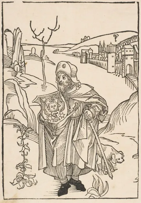 Framed Print : Gerson as a Pilgrim, frontispiece to Gersonis Opera, 1489. n. d. Creator: Albrecht Durer Framed Print : Gerson as a Pilgrim, frontispiece to Gersonis Opera, 1489. n. d. Creator: Albrecht Durer