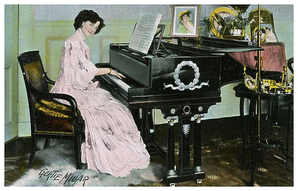 Gertie Millar, British actress and singer, playing the piano, c1890-1909(?)