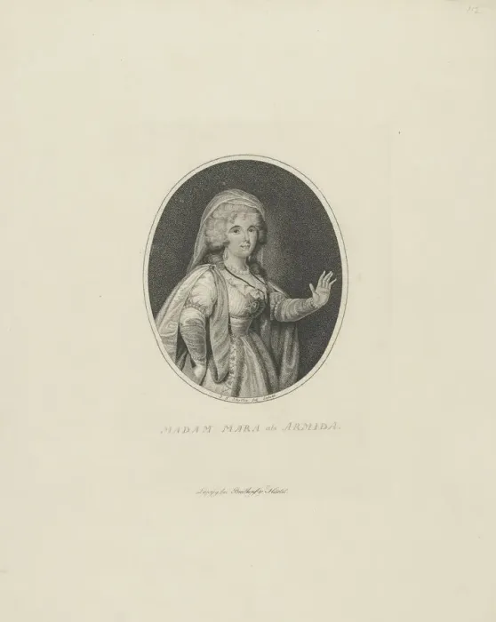 Framed Print : Gertrud Elisabeth Mara, nee Schmeling (1749-1833) as Armida, 1801. Creator: Schroter Framed Print : Gertrud Elisabeth Mara, nee Schmeling (1749-1833) as Armida, 1801. Creator: Schroter