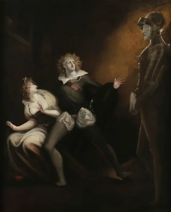 Framed Print : Gertrude, Hamlet and the ghost of Hamlet's father, 1793. Creator: Füssli (Fuseli), Johann Heinrich (1741-1825) Framed Print : Gertrude, Hamlet and the ghost of Hamlet's father, 1793. Creator: Füssli (Fuseli), Johann Heinrich (1741-1825)