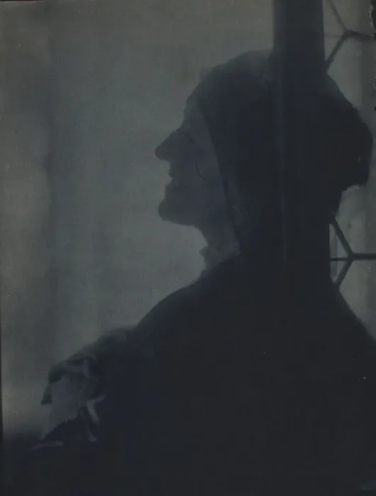 Framed Print : Gertrude Ka¨sebier, head-and-shoulders profile portrait, facing left, 1905. Creator: Adolph de Meyer